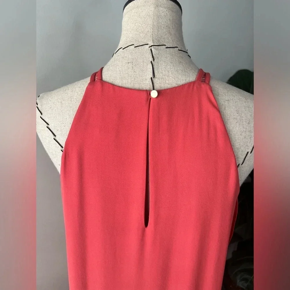 White House Black Market maxi coral size 6 lined dress polyester wedding evening - Picture 3 of 9